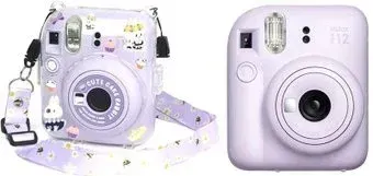 Fujifilm Instax Mini 12 (фиолетовый) + пурпурный чехол Sundays с ремнем
