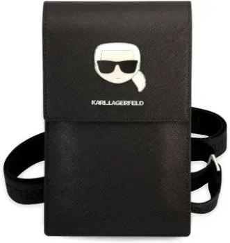 CG Mobile Karl Lagerfeld Wallet Phone Bag PU Saffiano Metal Karl head KLWBSAKHPK (черный)