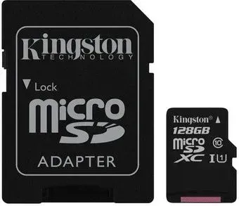 Kingston microSDXC 128GB SDC10G2/128GB (с адаптером)