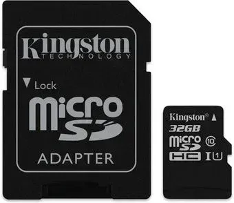 Kingston microSDHC 32GB SDC10G2/32GB (с адаптером)