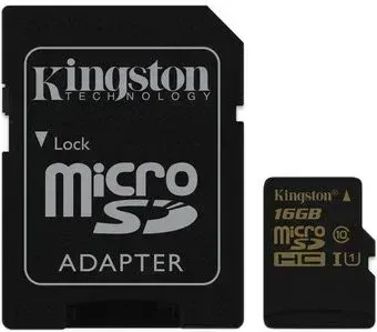 Kingston microSDHC 16GB SDCA10/16GB (с адаптером)