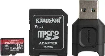 Kingston Canvas React Plus microSDXC 128GB MLPMR2/128GB (с адаптером и кардридером)