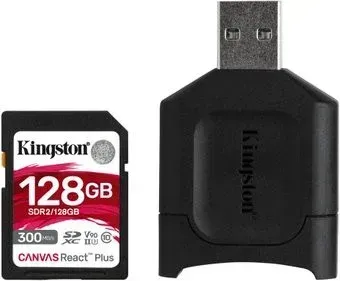Kingston Canvas React Plus SDXC 128GB MLPR2/128GB (с кардридером)