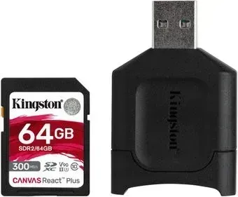 Kingston Canvas React Plus SDXC 64GB MLPR2/64GB (с кардридером)