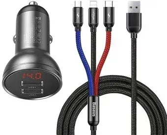Baseus Digital Display Dual USB 4.8A Car Charger 24W TZCCBX-0G