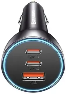 Baseus Golden Contactor Pro Triple Fast Charger Car Charger 65W CGJP010013 (темно-серый)