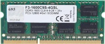 G.Skill 4GB DDR3 SODIMM PC3-12800 F3-1600C9S-4GSL
