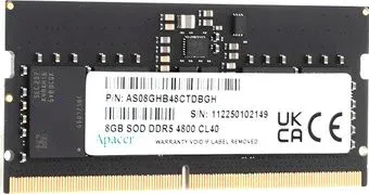 Apacer 8ГБ DDR5 SODIMM 4800 МГц AS08GHB48CTDBGH