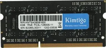 Kimtigo 4ГБ DDR3 SODIMM 1600 МГц KMTS4G8581600