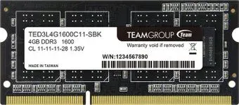 Team Elite 4ГБ DDR3 SODIMM 1600 МГц TED3L4G1600C11-SBK