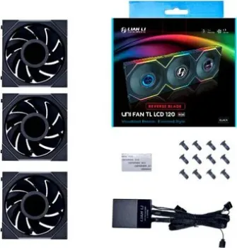 Lian Li Uni Fan TL LCD 120 Reverse Triple Pack G99.12RTLLCD3B.R0