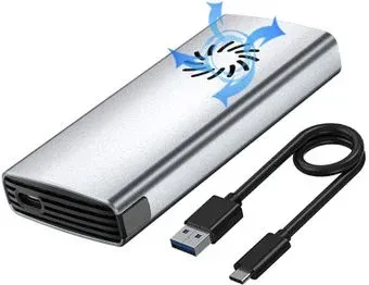 USBTOP M.2 NVMe 9210 - USB-C/USB-A (с активным охлаждением, 10 Гбит/с, серебристый)