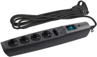 ЭРА 5 розеток, 2 м, антрацит (SFU-5es-2m-B)