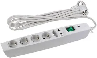 ЭРА 5 розеток, 2 м, белый (SFU-5es-2m-W)