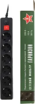 Гарнизон 6 розеток, черный, 5 м (EHB-15-5.0М)