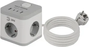 ЭРА CUBE-3es-1.5m-4USB-W Б0069073