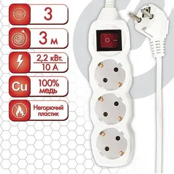 Sonnen U-133GS 511434 (3 розетки, 3м)