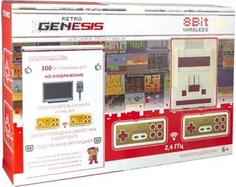Retro Genesis 8 Bit Wireless HD (2 геймпада, 300 игр)