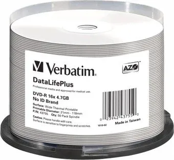 Verbatim 4.7Gb 16x 43755 (50 шт.)