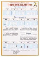 Перевод величин. Единицы массы. Многоразовый тренажёр - 2018 год