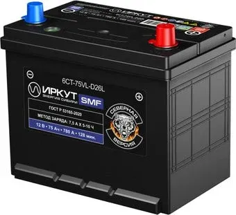 Иркут 6CT-75VL-D26L (75 А·ч)