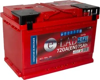 E-Lab 6СТ-75L+ EFB (75 А·ч)