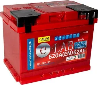 E-Lab 6СТ-62R + EFB (62 А·ч)