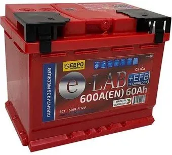 E-Lab 6СТ-60R + EFB (60 А·ч)