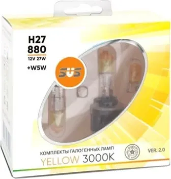 SVS H27/880 27W+W5W Yellow 3000K 2+2шт