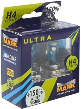 Маяк H4 12V-60/55W White Vision +150% 2шт