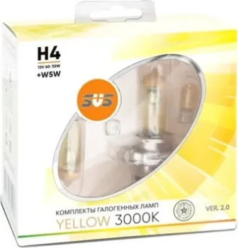 SVS H4 60/55W+W5W Yellow 3000K 2+2шт