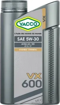 Yacco VX 600 ACEA A3/B3 API SL/CF 5W-30 1л