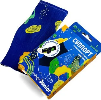 Kinexib Junior голеностоп (L, синий/принт круги)
