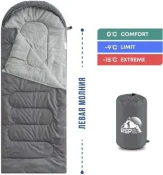 RSP Outdoors Sleep 450 L RipStop 2024 (серый, 220x75см, молния слева)