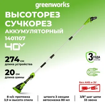 Greenworks G40PSF (без АКБ)