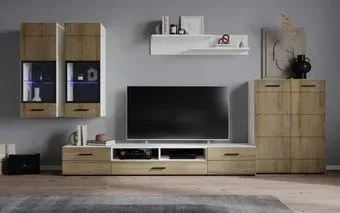 Mio Tesoro Мио-1 с подсветкой полок (белый/дуб вотан)