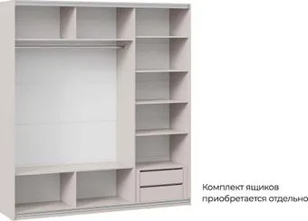 Трия Оскар Тип 2 Хилтон Т2 2100 с 2 глухими и 1 зеркальной дверями (ручка белая/кашемир/кашемир сатин)