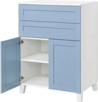 Ikea Platsa шкаф с 2 дверц/2 ящк, белый/sannidal синий, 80x57x113 см s79555704