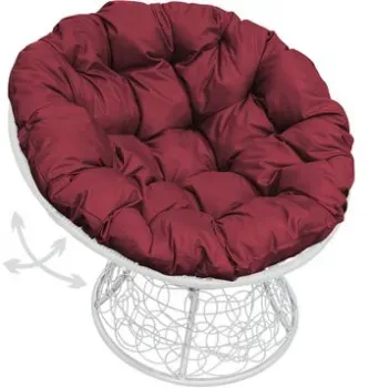M-Group Папасан пружинка 12050102 (белый ротанг/бордовая подушка)