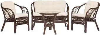 TetChair New Bogota (диван/2 кресла/стол со стеклом, walnut)