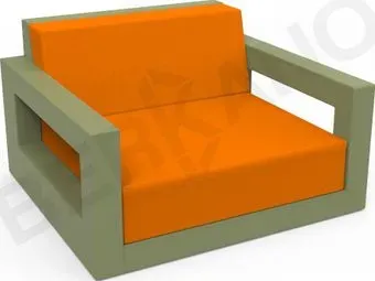 Berkano Quarter lounge с подушками 230_033_23_57 (темно-зеленый/оранжевый)