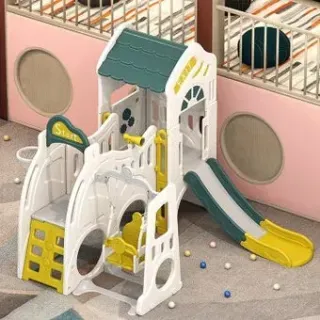 UNIX kids Playhouse с горкой с качелями и баскетбольной стойкой