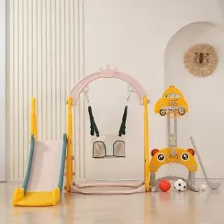 UNIX kids Funny Car с горкой с качелями и баскетбольной стойкой Yellow