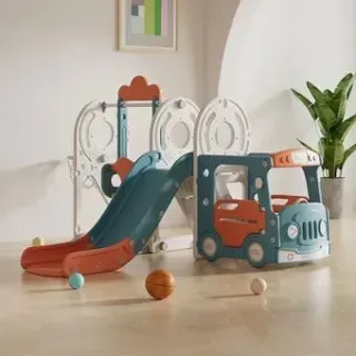 UNIX kids Bus с горкой и качелями Red
