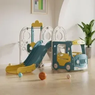 UNIX kids Bus с горкой и качелями Yellow