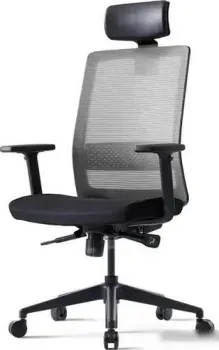 Bestuhl S30 Black Pl с подголовником и подлокотником (черная сетка/серая ткань)