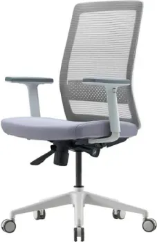 Bestuhl S30 White Pl без подголовника и рег. подлокотником (черная сетка/серая ткань)