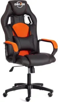 TetChair Driver (иск.кожа/ткань, черный/оранжевый)