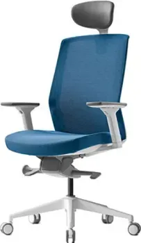 Bestuhl J1 White Pl с подголовником и подлокотником (голубая сетка/голубая ткань)