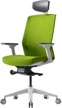 Bestuhl J1 White Pl с подголовником и подлокотником (зеленая сетка/зеленая ткань)